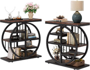End Table for Living Room, 5-Tier Industrial Narrow Side Table with Metal Frame