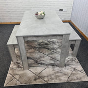 Grey kitchen Dining Table and 2 Benches setof 4 space saver dining room