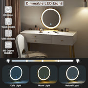 Dressing Table with LED Mirror and Stool 3 Drawers Makeup Vanity Desk Bedroom
