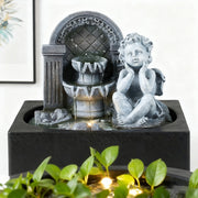 Feng Shui Water Feature Angel Indoor Tabletop LED Fountain Waterfall Home Decor