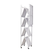 5 Tier Foldable Kitchen Metal Rack Warehouse Storage Shelving Unit With Wheels