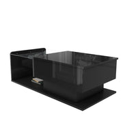 Black Lift Top Coffee !SALE! Table LED Lights Hidden Storage High Gloss Modern