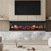 Electric 3 Sided Wall Mounted LED Media Fireplace Wall Inset Into Fire 9 Colors