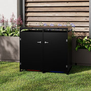 Dual Wheelie Bin Storage Metal Store Cover Garden Rubbish Dustbin 2 Shed Shelter