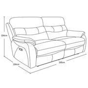Fletcher Dark Grey Leather Power Reclining 2 Seater Sofa Power Headrest USB