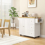 Rolling Kitchen Island, Kitchen Storage Trolley w/ Drop Leaf, Drawers