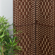 DARK BROWN ROOM DIVIDER 6 PANEL SOLID WEAVE WICKER FOLDING PRIVACY SCREEN PANEL