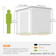 7.6 x 4ft Lean to Garden Storage Shed with Window, Dark Grey