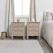 3 Drawer Bedside Table Hales Tan Range bedroom storage furniture fluted scandi