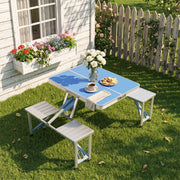 Lightweight Folding Picnic Table Set with 4 Chairs Self-Packing Easy Storage