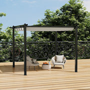 3 x 3 m Metal Pergola Gazebo Patio Sun Shelter Retractable Canopy Garden Shelter