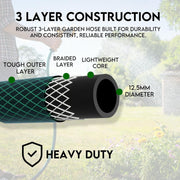 Heavy Duty Reinforced Garden Hose Pipe Braided PVC Watering Hose (Green) 50/100M