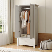 Modern Large Wooden 2 Door Wardrobe with 1 Drawers Bedroom Storage Furniture