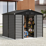8 x 7FT Metal Garden Shed Outdoor Storage Galvanised Foundation Kit, Apex Roof