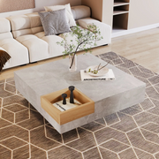 Square Coffee Table Grey !SALE! Marble Effect Storage Drawer Oak Living Room