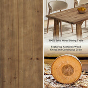 120cm Solid Wood Dining Table Farmhouse Rectangular Kitchen Table for 4-6 People
