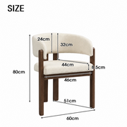 Set of 6 Dining Chairs !SALE! Cream Boucle Solid Wood Dark Wood Armchairs