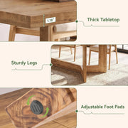 63-Inch Solid Wood Dining Table Modern Rectangular Kitchen Table for 4-6 People
