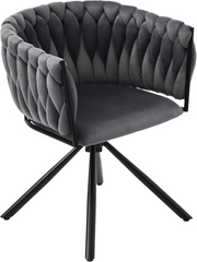 Velvet Swivel Dining Chairs Set of 2 Grey Accent Chairs Black Metal Base