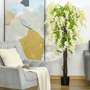 Artificial Plant White Wisteria Tree in Pot Plant for Decor, 160cm