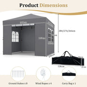 Gazebo 3x3m Pop Up Commercial Gazebo Canopy Sidewall Market Stall Marquee Shade
