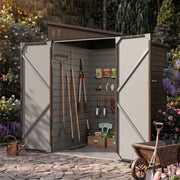 Garden Shed Metal Pent Roof 4.6x9FT Outdoor House Tool Storage w/ Lockable Door