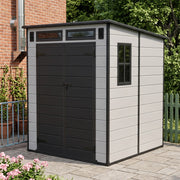 6'x4' 6'x6' Plastic Garden Storage Shed Outdoor Tool Storage House With Floor