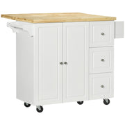 Rolling Kitchen Island, Kitchen Storage Trolley w/ Drop Leaf, Drawers