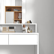 Dressing Table Makeup Vanity Set Desk with 9 Bulbs Mirror 2 Drawer Stool Bedroom