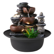 Water Feature Indoor Tabletop LED Sound Fountain Waterfall Home Decor 3 Bowls