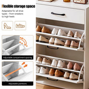 Shoe Storage Cabinets w/ Drawer & Side Cupboard 4 Tier Adjustable Flip-Down Scfn