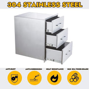 47x47x62cm Kitchen Patio Mount 3-Drawer Stainless Steel Storage Cabinet BBQ