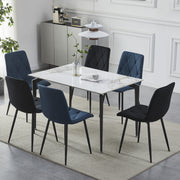 4X Dining Chairs Set Faux Suede Leather Padded Seat Metal Legs Kitchen Office