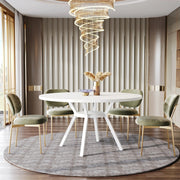 Round Dining Table for 4-6 People,120 cm Farmhouse Kitchen Table for Dining Room