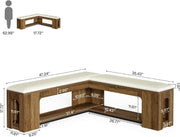 47.24'' Moden L Shaped Corner Bench with Removable Seat Cushion & 2-Tier Storage