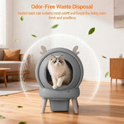 65L Self-Cleaning Automatic Cat Litter Box Cabinet App Control Safety Detector