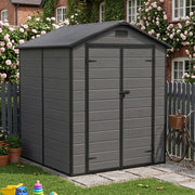 Grey Wood Grain Plastic Garden Shed 6x8 6x6 5x3 Outdoor Tool Bike Storage House