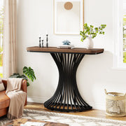 39-Inch Small Industrial Console Table Entryway Table with Geometric Metal Base
