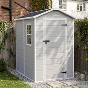 Grey Wood Grain Plastic Garden Shed 6x8 6x6 5x3 Outdoor Tool Bike Storage House