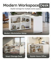 L-Shaped Corner Computer Desk Home Office Workstation with 4 Storage Shelves