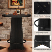 37.4'' Tall Round Bar Table Industrial Wooden Bistro Pub Table for Home Bars