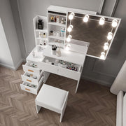 Dressing Table With Drawers Mirror Stool Set Makeup Desk Vanity Table Bedroom