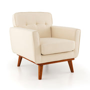 Modern Accent Chair Upholstered Linen Fabric Armchair