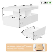 Coffee Table with LED High Gloss White Coffee Table Rectangular Centre 2 Drawers