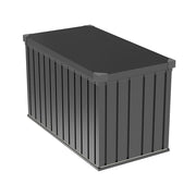 400L OUTDOOR GARDEN STEEL STORAGE SEAT UTILITY CHEST CUSHION SHED BOX TOOL BLACK
