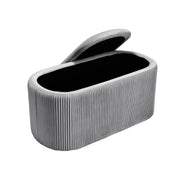 Grey Ottoman Seat Toy Storage Box Velvet Footstool Pleated Detail Bench Pouffe