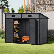 4 x 8ft Grey Wood Effect Plastic Garden Shed Outdoor Utility Tool Storage House