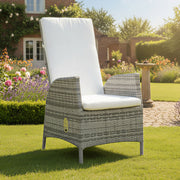 Oseasons Pack of 6 Lisbon Rattan Reclining Outdoor Dining Chair in Mixed Grey