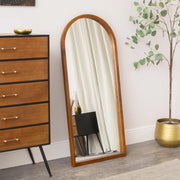 Dark Wood Framed Arched Leaner Mirror - 60cm x 140cm