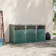 Triple Wheelie Bin Storage Metal Store Cover Garden Rubbish Dustbin 3 Shed House